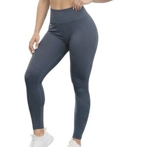 Athleta Seamless Leggings Women Large Gray Metallic High Rise‎ S/163321002